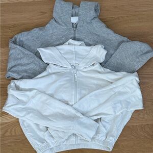 OFFLINE by Aerie White and Gray cropped Hoodies XS